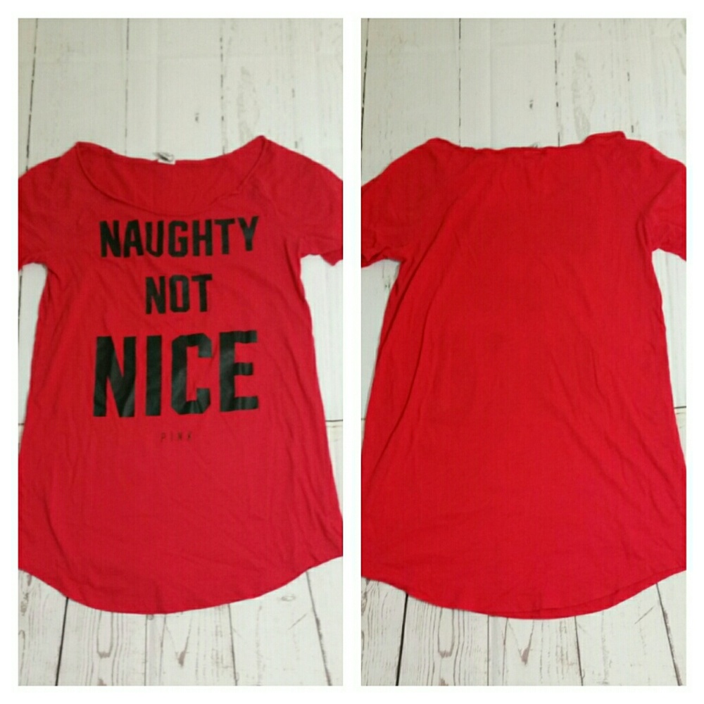 VICTORIA'S SECRET PINK naughty not nice tee S…